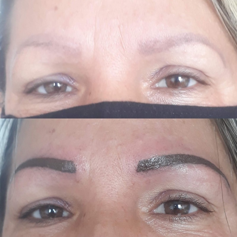 Antes e depois maquiagem definitiva  maquiagem micropigmentador(a) designer de sobrancelhas